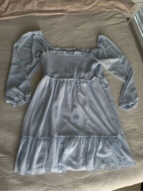 Light Blue Smocked Bodice Dress